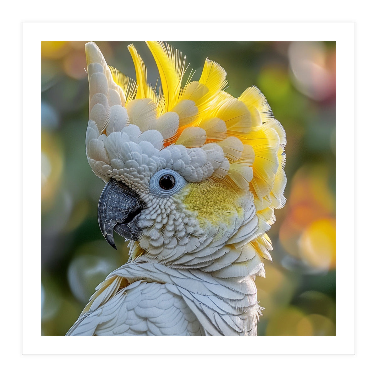 Yellow Crested Cockatoo Bird Close Up Portrait (Print Only)