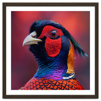 Close Up Pheasant Bird Head Detailed Feathers