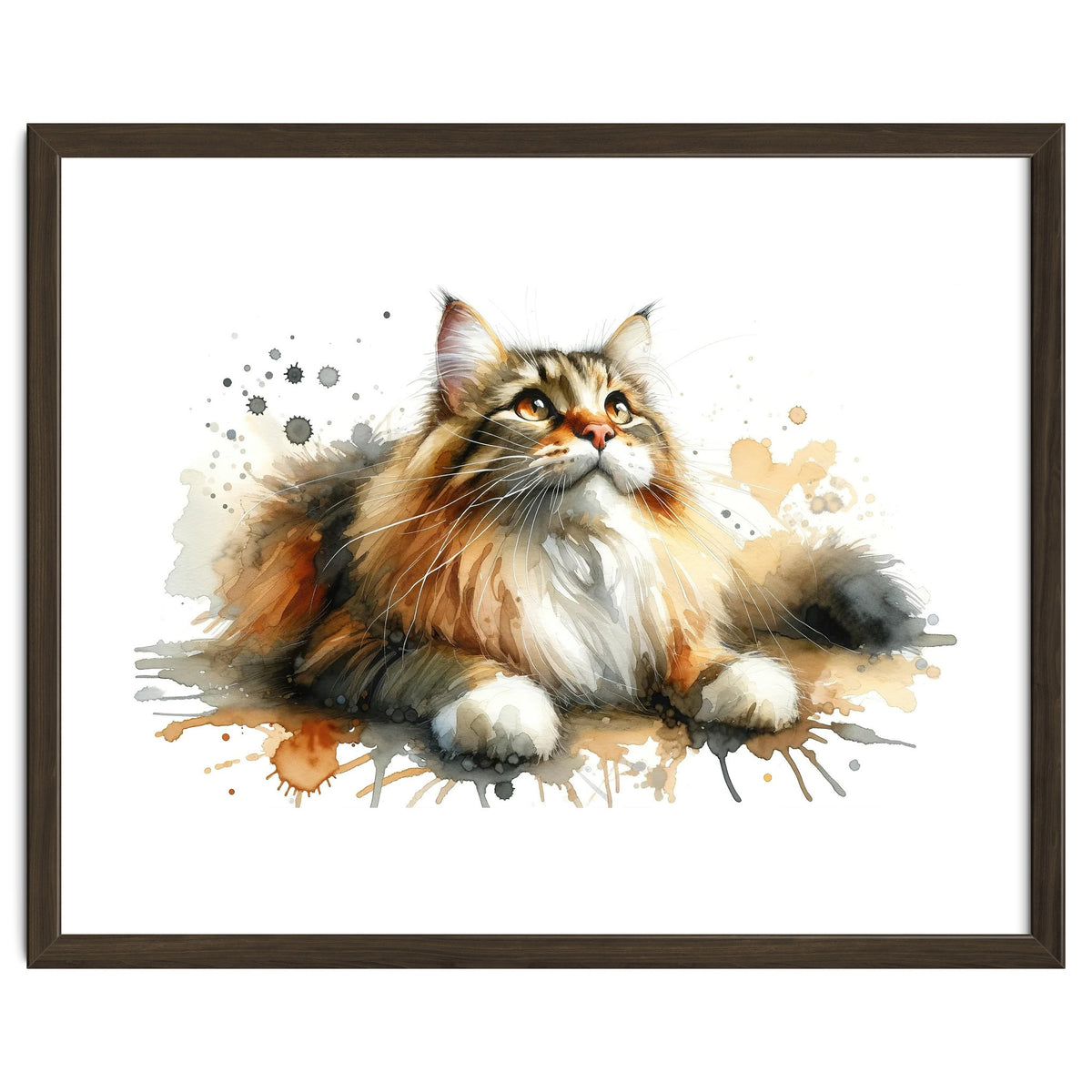 Majestic Cat With Watercolor Splashes