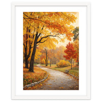 Original Autumn Park Landscape Oil Painting Style