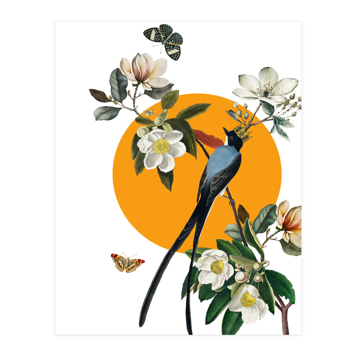 collage floral birds (Print Only)