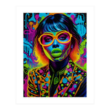 Girl In Glasses Neon Graffiti Art (Print Only) thumbnail
