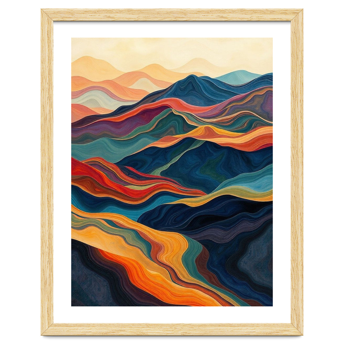 Abstract Mountain Landscape Art with Fluid Textures