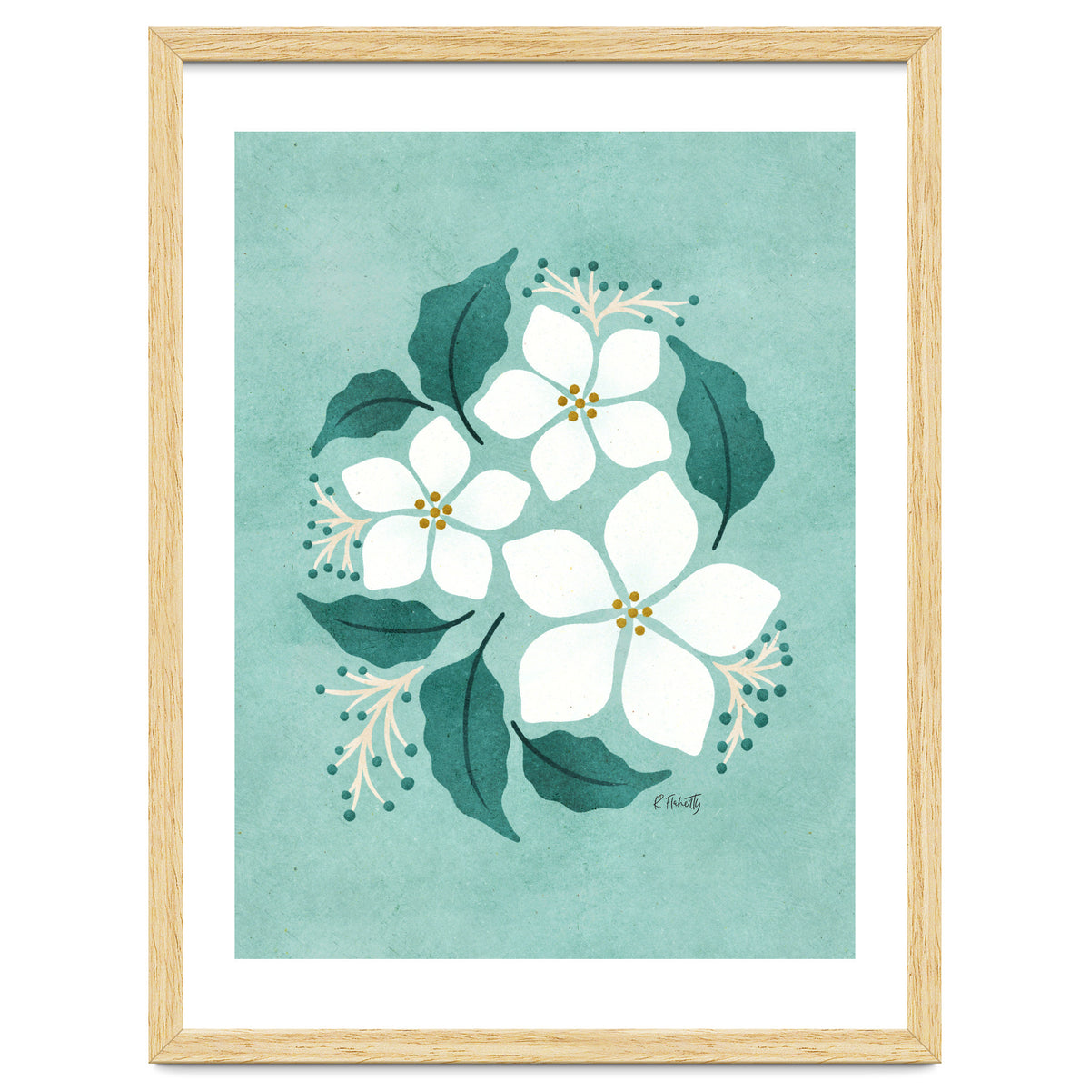 White Flowers On Mint