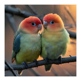 Two Lovebirds Perched On A Branch At Sunset (Print Only) thumbnail