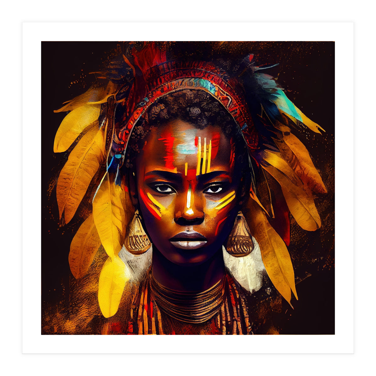 Powerful African Warrior Woman #2 (Print Only)