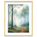 Ethereal Misty Forest Watercolor Art Print thumbnail