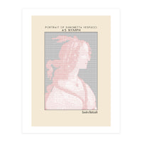 Portrait of Simonetta Vespucci as Nymph – Sandro Botticelli (ascii art)  (Print Only)