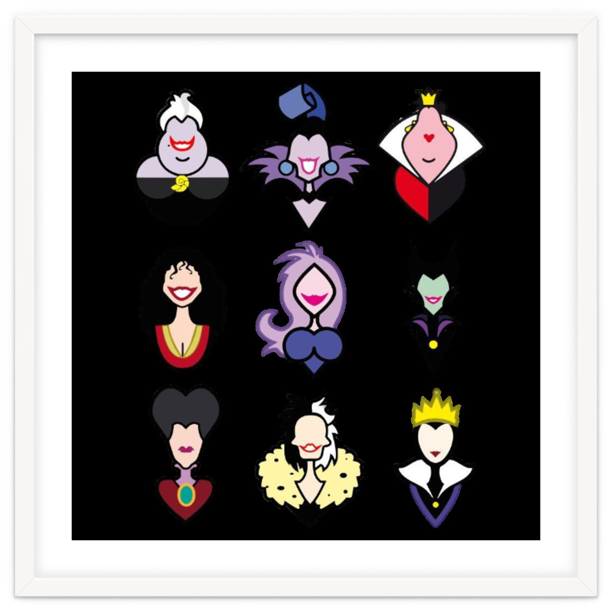 Disney Villains Cartoon Minimalist Faces