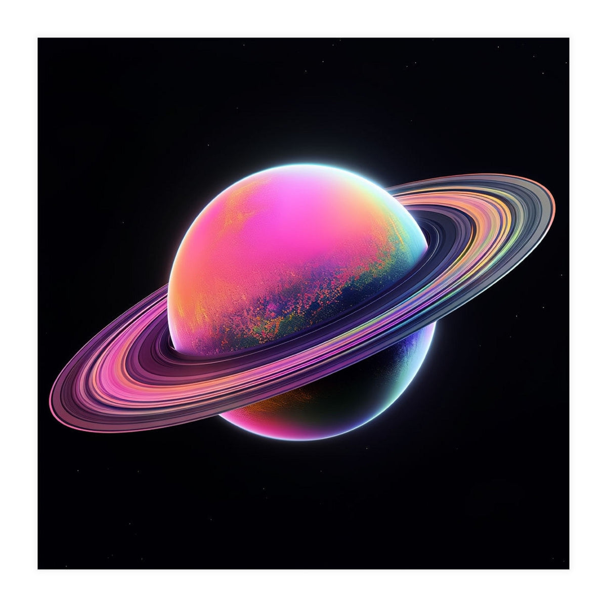 Neon Nebula Planet: Surreal Cosmic Illustration (Print Only)