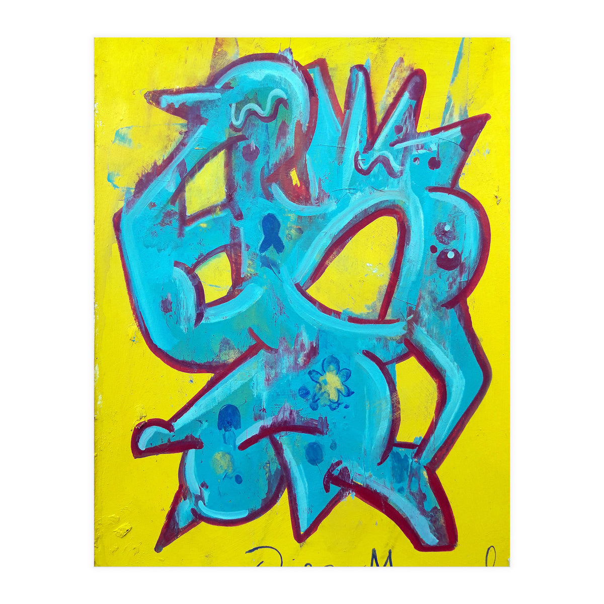 Forma Celeste Sobre Amarillo (Print Only)