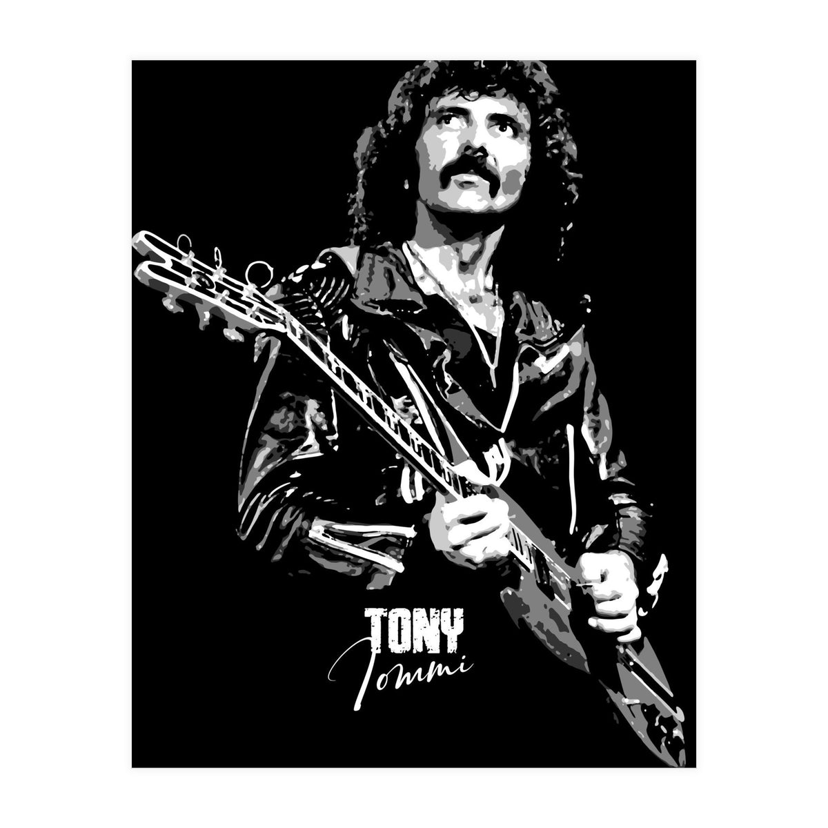 Tony Iommi American Musician Legend In Grayscale (Print Only)