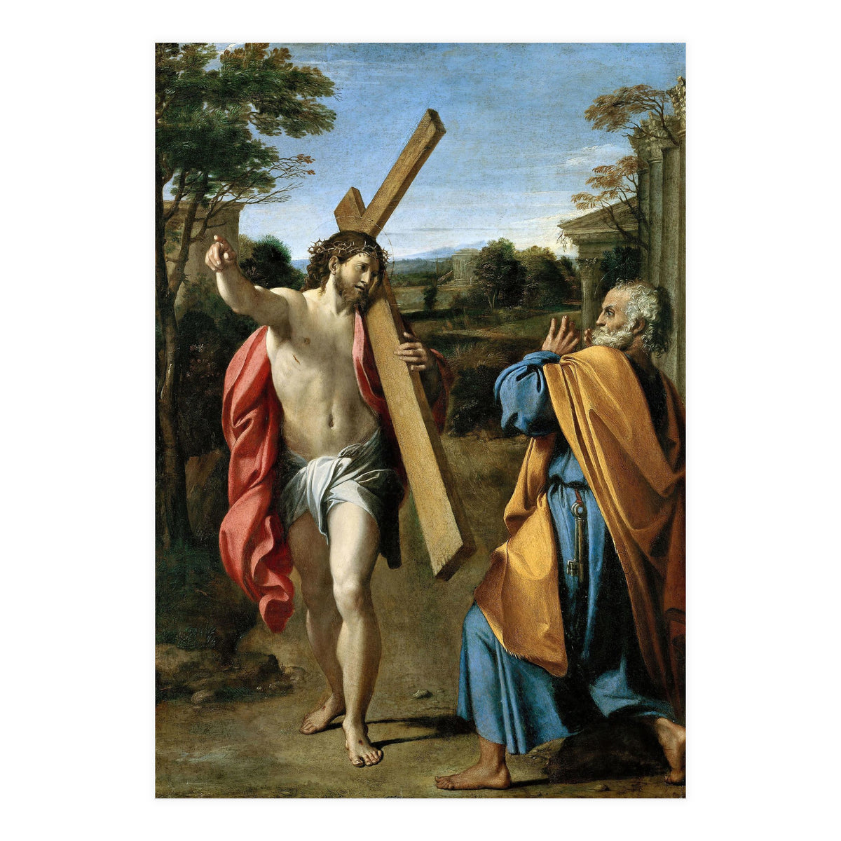 Annibale Carracci / 'Domine, quo vadis?', c. 1602, Oil on panel, 77.4 x 56.3cm. AGOSTINO CARRACCI. (Print Only)