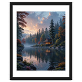 Serene Lakeside Retreat in Autumn Forest thumbnail