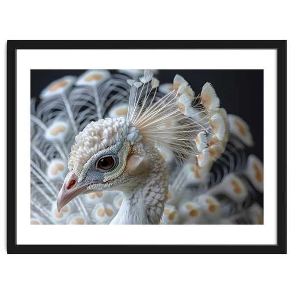 Close Up Albino Peacock Bird Portrait