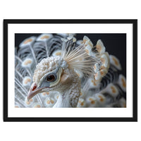 Close Up Albino Peacock Bird Portrait
