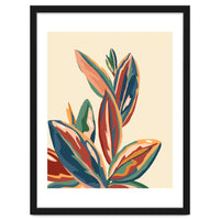 Mediterranean Botanical, Vintage Nature Plants Tropical Nature, Bohemian Eclectic Colorful Leaves Jungle Garden