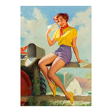 Pinup Girl On A Fence Showing A Love Letter (Print Only) thumbnail