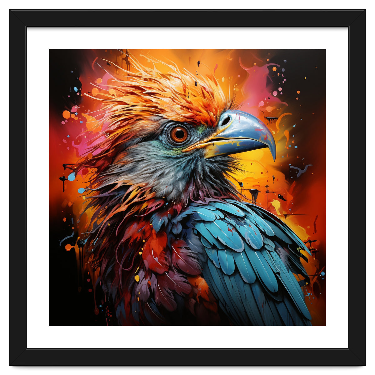 Vibrant Eagle Portrait Abstract Colorful Splatter Art