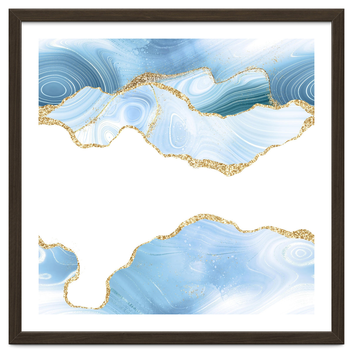 Blue & Gold Glitter Agate Texture 06