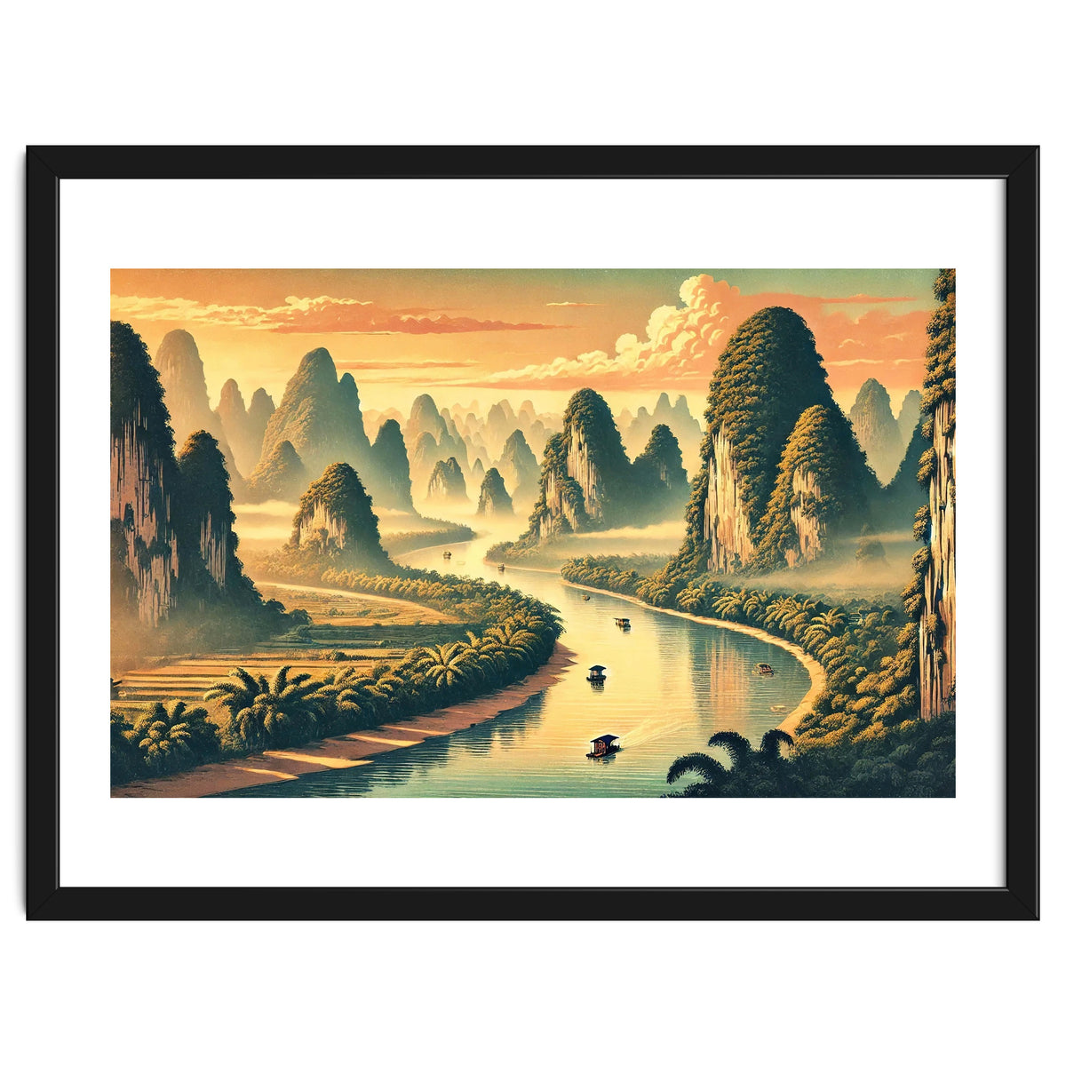 Vintage China, Guilin Karst Mountains Poster