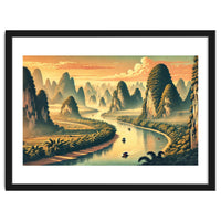 Vintage China, Guilin Karst Mountains Poster