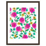 Floral Forever, Colorful Summer Garden Botanical Illustration, Pink Boho Vibrant Painting thumbnail