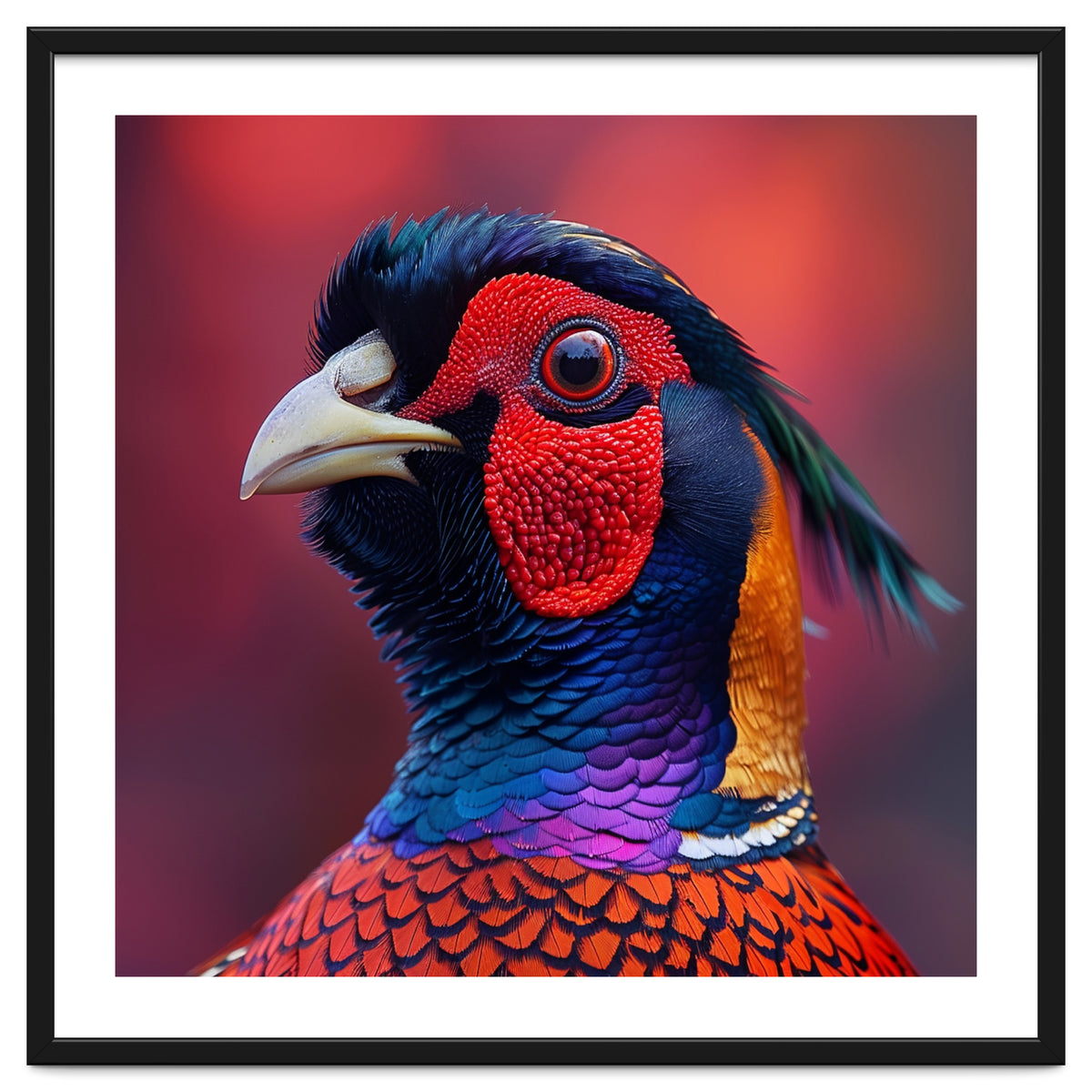 Close Up Pheasant Bird Head Detailed Feathers