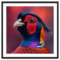 Close Up Pheasant Bird Head Detailed Feathers