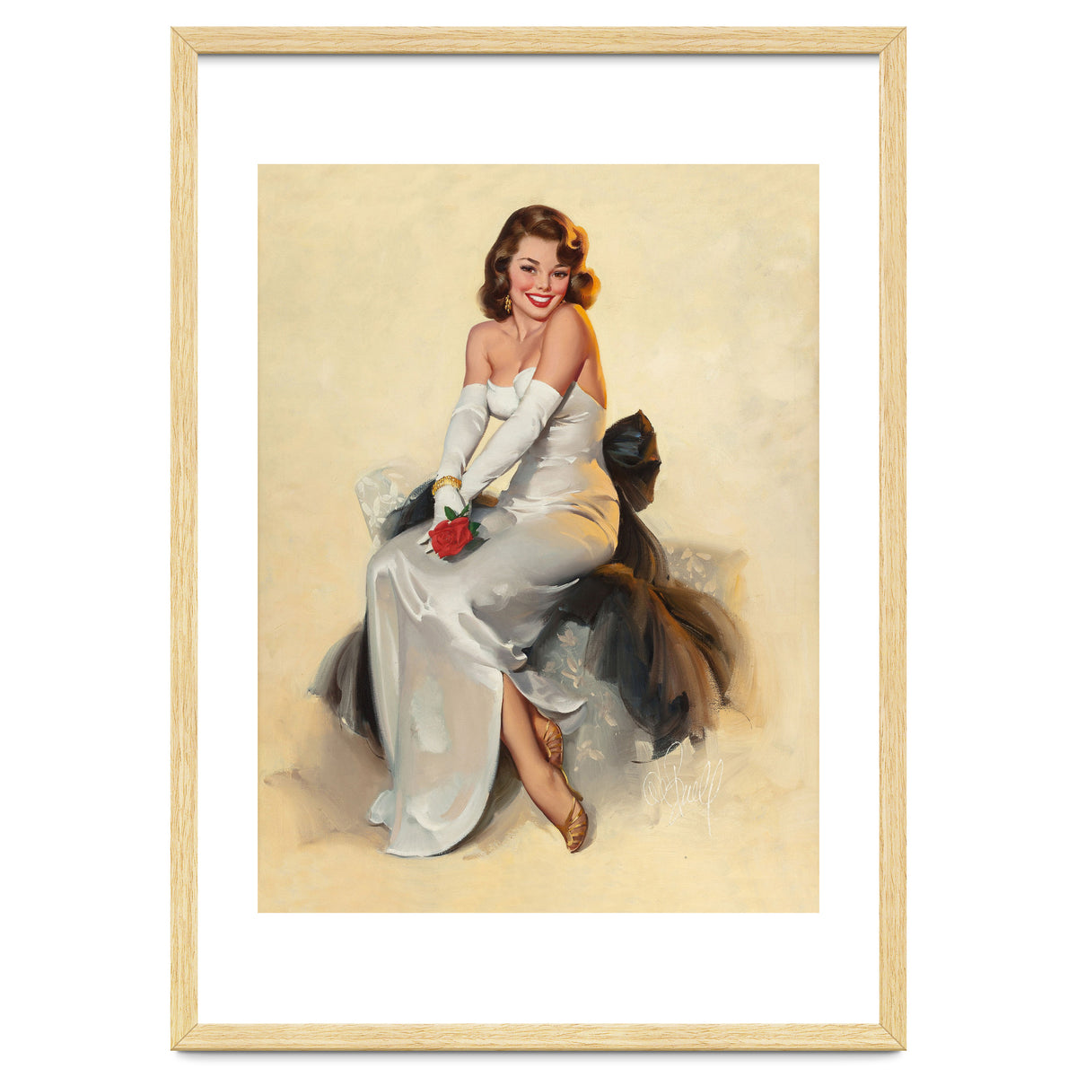 Smiling Young Woman Posing With Flower