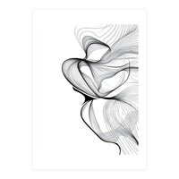 Abstract Black And White Swirls And Lines Flowing Art (Print Only)
