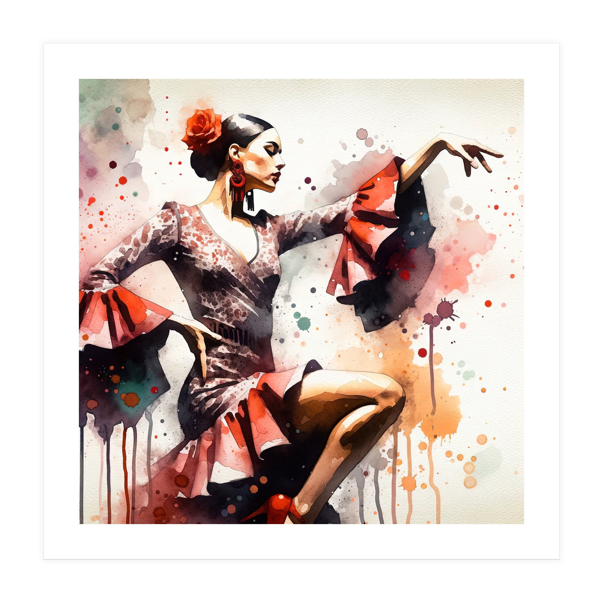 Scarlet Flamenco Side Pose (Print Only)