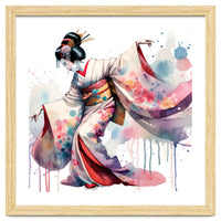Geisha Dancer With Flowing Kimono