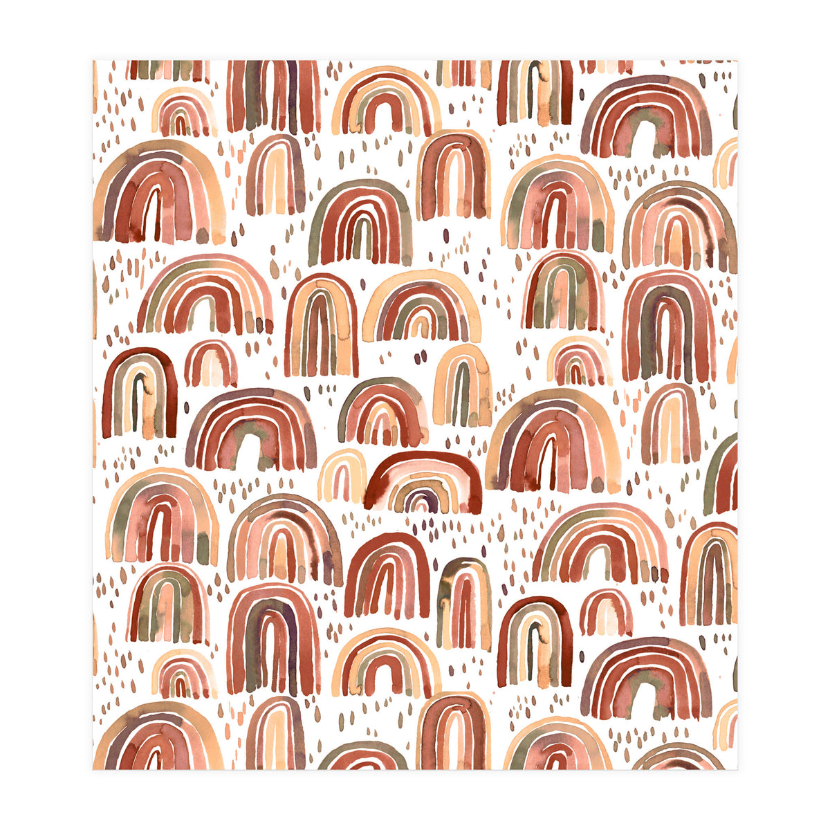 Cute Watercolor Rainbows Terracota (Print Only)
