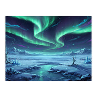 Arctic Glow: Northern Lights Winter Landscape (Print Only)