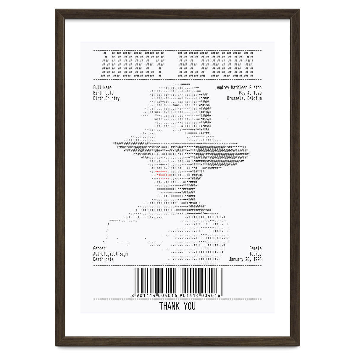 Receipt Art Audrey Hepburn