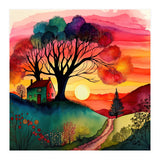 Watercolor Folk Art Sunset (Print Only) thumbnail