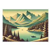 Vintage Alpine Lake Poster (Print Only)