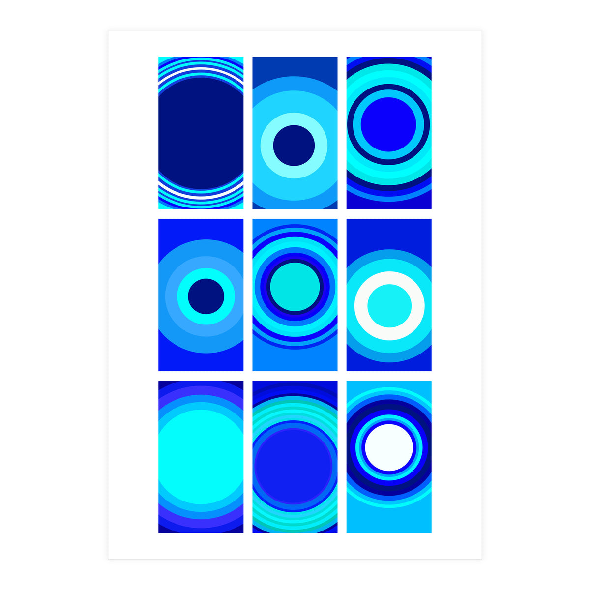 Circles & Rectangles Alt Blue 3 X 3: 1 (Print Only)