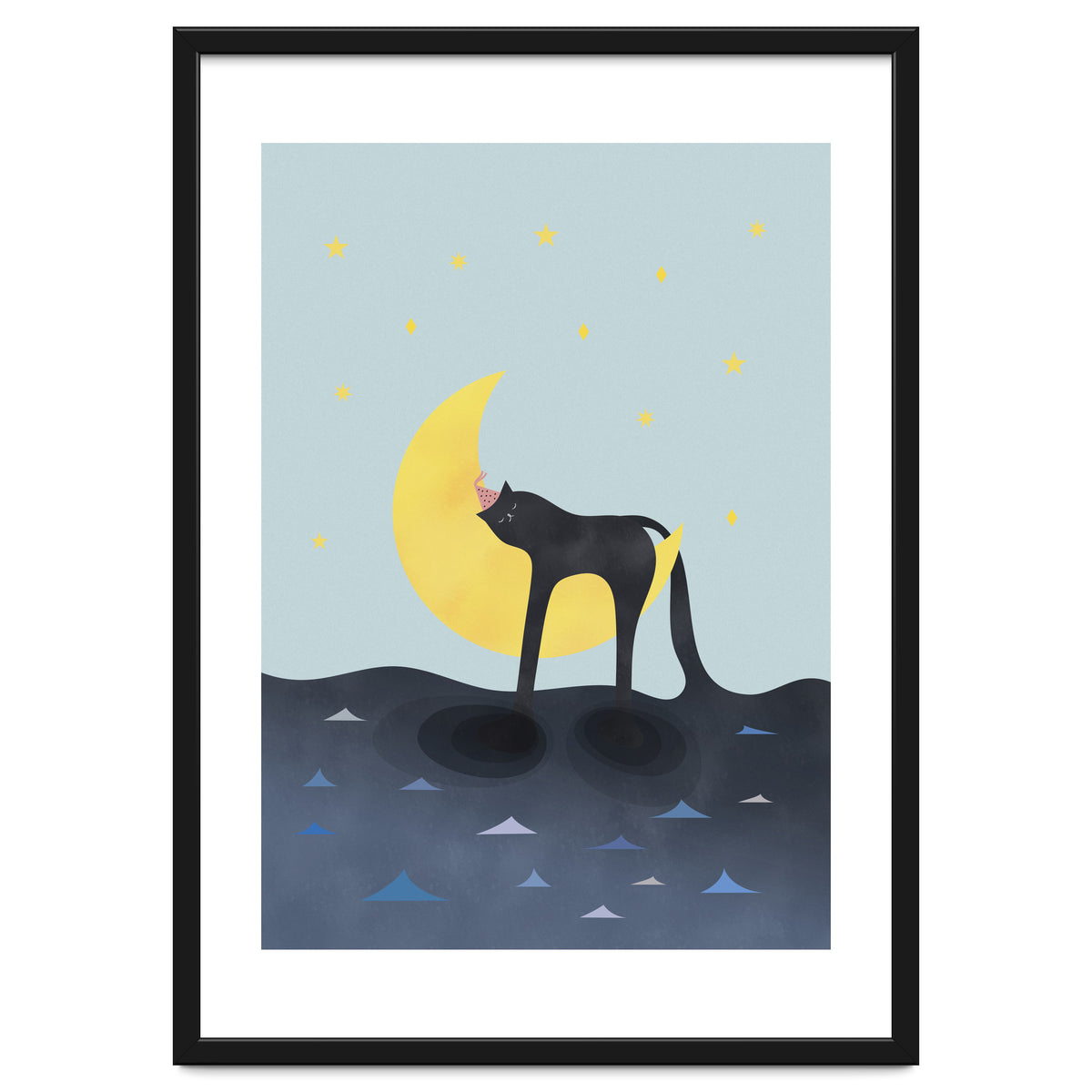 Beauty Sleep - Melting Cat on the crescent moon