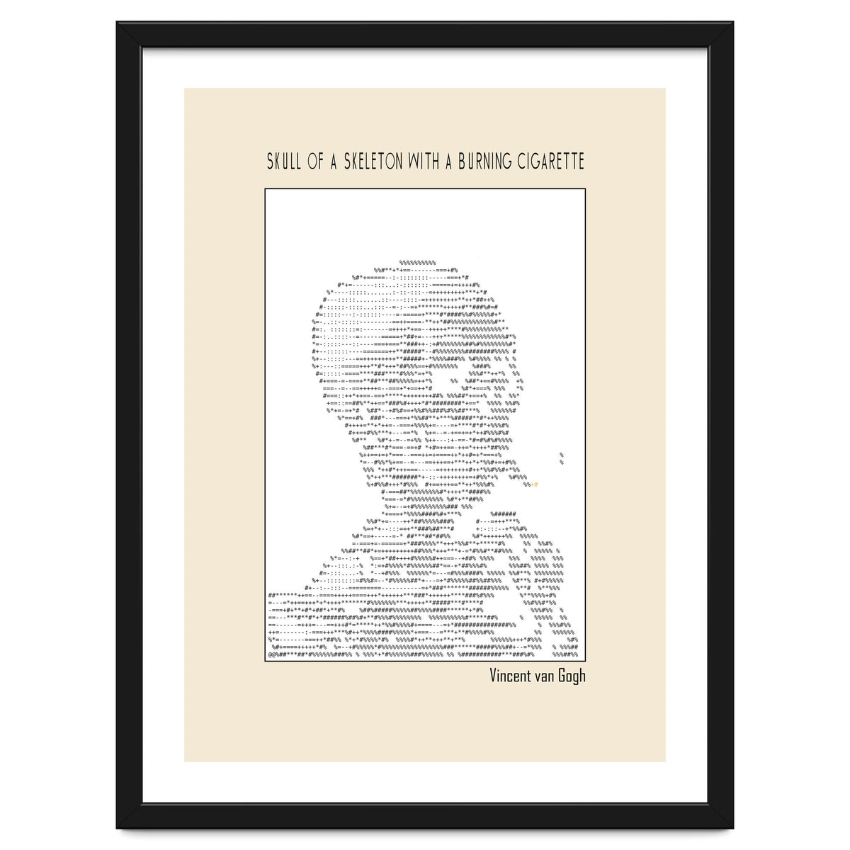 Skull Of A Skeleton With A Burning Cigarette Vincent Van Gogh Ascii Art