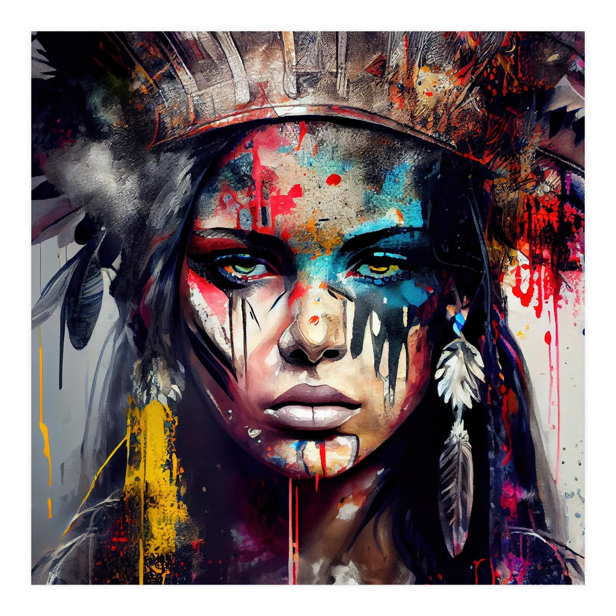 Powerful American Native Warrior Woman #5 (Print Only)
