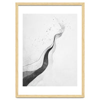Abstract Black And White Ink Flowing Lines With Splatter
