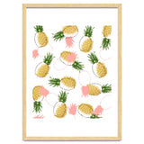 Pineapples & Pine Cones, Eclectic Tropical Nature Illustration, Quirky Fun Fruit Food Graphic Design thumbnail
