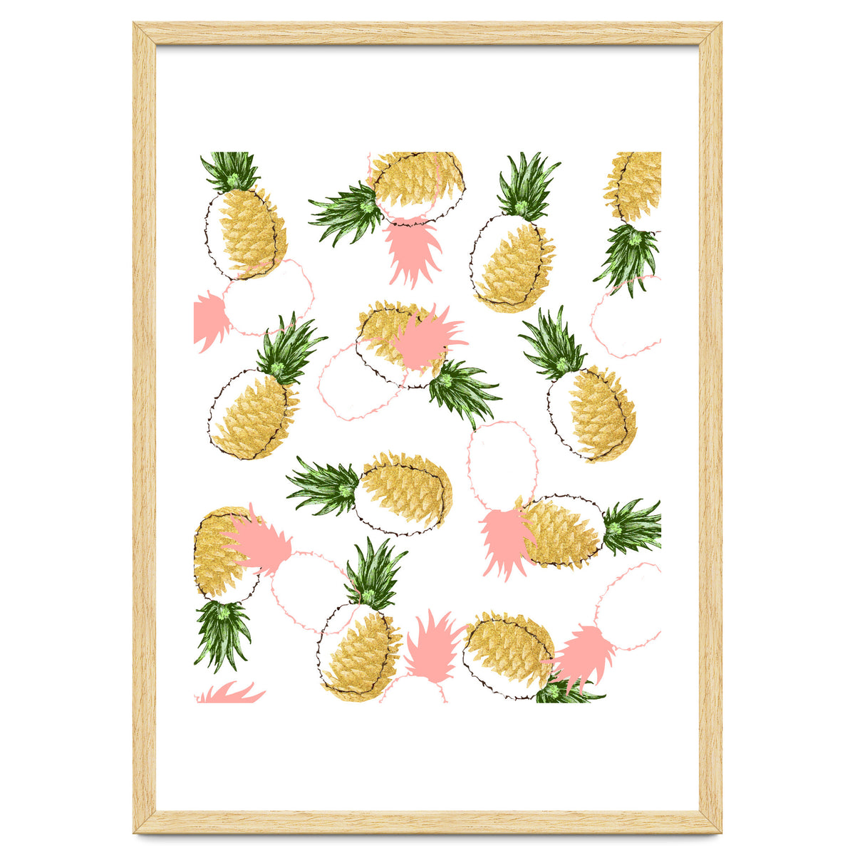 Pineapples & Pine Cones, Eclectic Tropical Nature Illustration, Quirky Fun Fruit Food Graphic Design