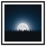 Midnight Serenity: Full Moon Over Forest Silhouettes thumbnail