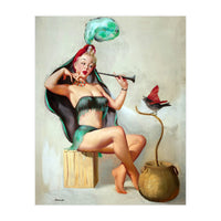 Pinup Sexy Girl Performing A Trick (Print Only)