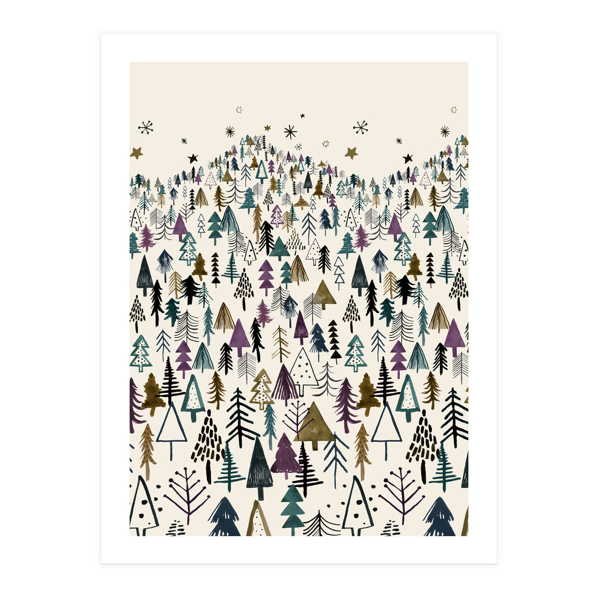 Mountain Forest Trees Winter (Print Only)