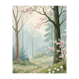 Enchanted Spring Woodland Path with Blooming Cherry Blossoms and Misty Pastel Forest Atmosphere (Print Only) thumbnail
