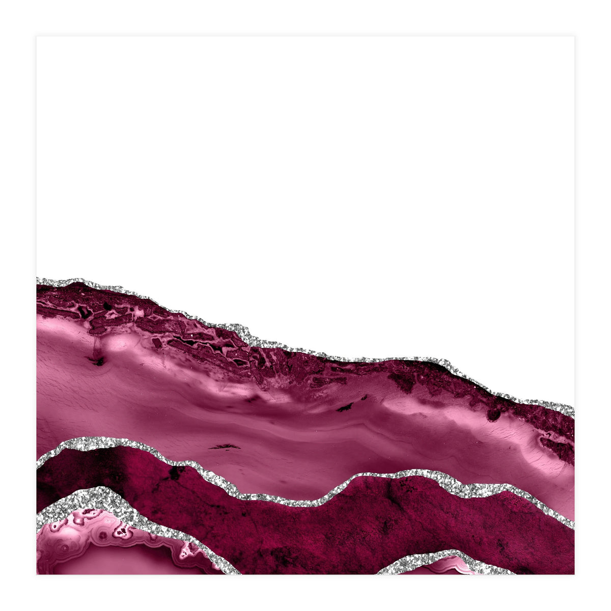 Burgundy & Silver Agate Texture 10 (Print Only)